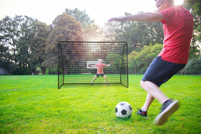 Portë futbolli metalike Dunlop, 300 x 205 x 120 cm, e zezë