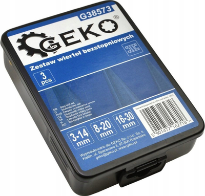 Set stërvitjesh hapi Geko G38573, 3 copë, 3-30 mm, me kuti metalike