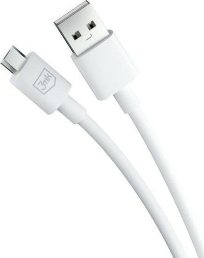 Kabllo USB 3MK Hyper, USB A në microUSB, 1.2 m, e bardhë