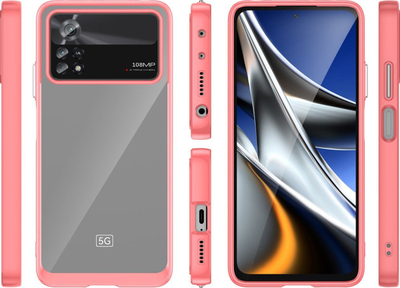 Kapak telefoni Outer Space për Xiaomi Poco X4 Pro 5G, hibrid TPU PC, pjesa mbrapa transparente, rozë