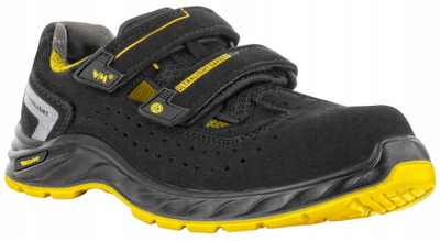 Затворени сандали за работа VM Footwear Edmonton, S1P ESD SRC, бр. 41, црни со жолта боја