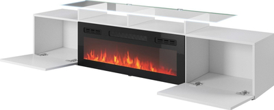 Kabinet TV ROVA, me oxhak elektrik 1400–1600W, 190x37x48 cm, i bardhë