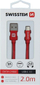 Кабел за податоци Swissten USB A во USB C, 2 m, пренос 3A, црна