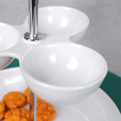 Stendë dy-katëshe për servirje Alpina, porcelan, e bardhë