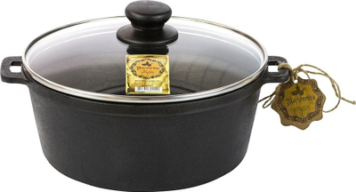 Tenxhere gize Maysternya, 6L, me kapak xhami, për induksion, ngjyrë e zezë