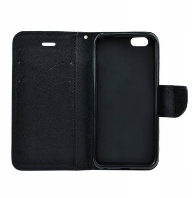 Këllëf libri OEM Fancy për iPhone 17 Pro, me xhepa për karta, funksion mbajtëse, i zi