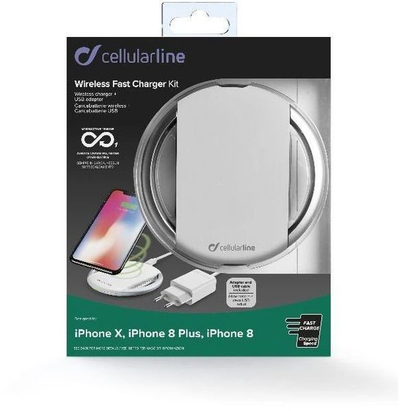 Karikues wireless Cellularline WIRELESSPADIPHW, 7.5W, me adapter 12W, i bardhë