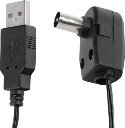 Adaptues energjie USB në IEC Spacetronik, 5V, kabëll 1m, i zi