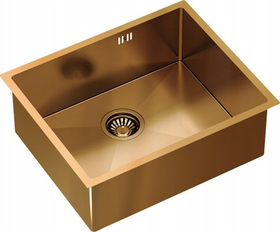 Lavaman kuzhine Quadron Anthony Copper, i vendosur mbi banak, çelik inox PVD, ngjyrë bakri