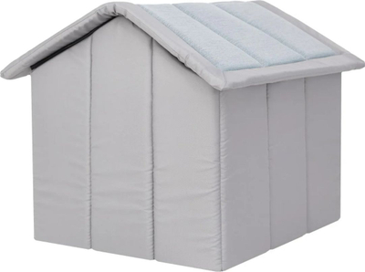 Shpi tekstili për qen Hobbydog R4, 60x55 cm, çati me zinxhir, gri e hapur