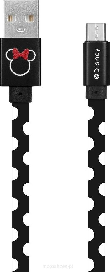 Kabllo USB Disney Minnie Dots, Micro USB, 1m, e zezë me pika të bardha