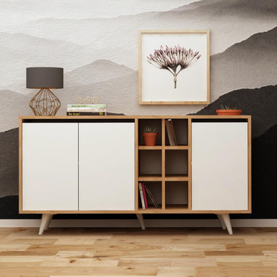 Komodë melamine 140×40×86 cm (HM9432.02), bardhë