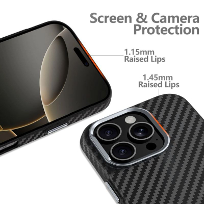Këllëf telefoni Tech-Protect Ion Carbon për Samsung Galaxy S25 Ultra, me MagSafe, karbon i zi
