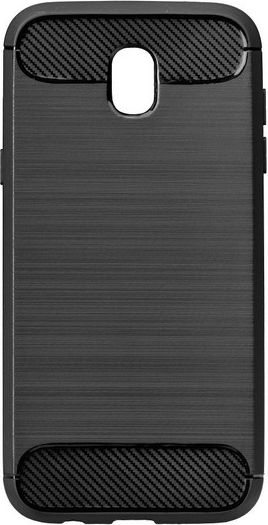 Mbrojtëse telefoni Armored Carbon për Samsung Galaxy J7 2017, efekt karbon, TPU e butë, e zezë