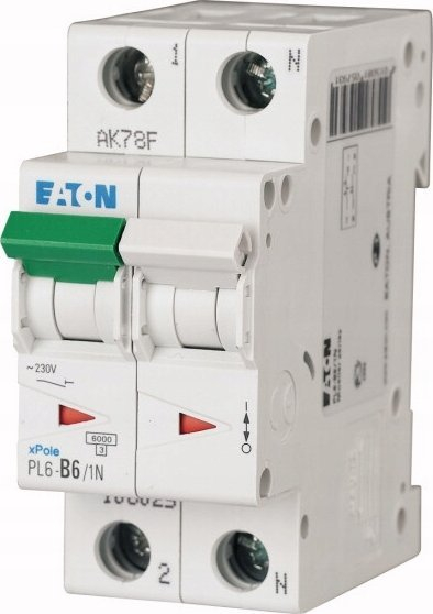 Ndërprerës elektrik Eaton, 1P+N, 25A, 6kA, AC PL6-D25/1N