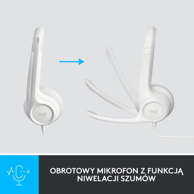 Kufje me mikrofon Logitech H390, me kabllo, të bardha 