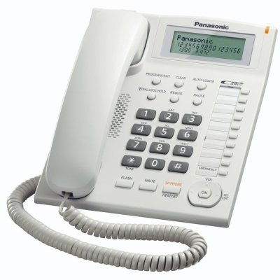 Фиксен телефон Panasonic KX-TS880, идентификација на повикувач, звучник, бел