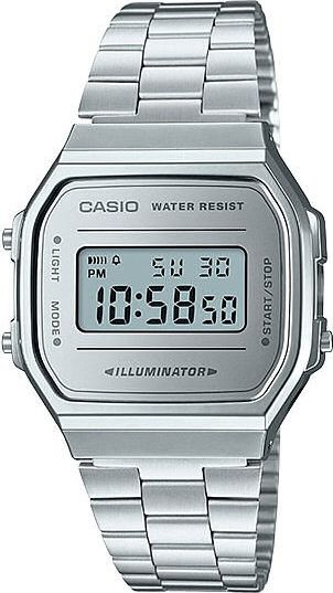 Orë digjitale Casio A168WEM 7EF, për burra, që s’e ha uji, ngjyrë argjend