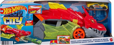 Lodër Hot Wheels Dragon Hauler, set me makinë, për 5 makina, shumëngjyrëshe
