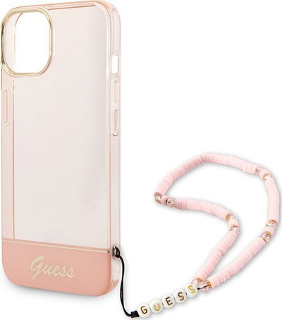 Kuti mbrojtëse Guess GUHCP14MHGCOHP për iPhone 14 Plus, 6.7", polikarbonat, rozë e tejdukshme