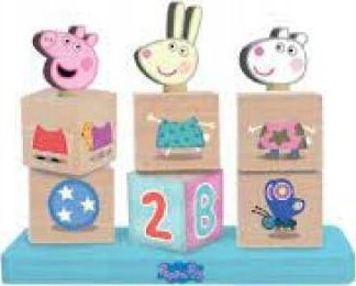 Puzzle druri Peppa Pig Stackable, 9 kube, edukativ, shumëngjyrësh
