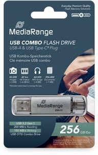 USB flash MediaRange Combo-Stick, 256GB, USB A, argjendtë