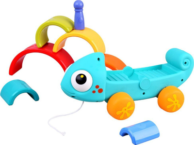 Puzzle Montessori për kalamaj Rainbow Chameleon ZA4532, dru, 18m+