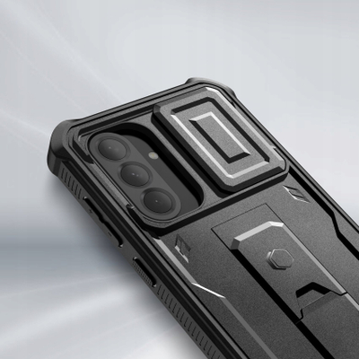 Mаска за телефон Tech-Protect Kevlar Cam+ за Galaxy A56 5G, со стакло, со држач, црна