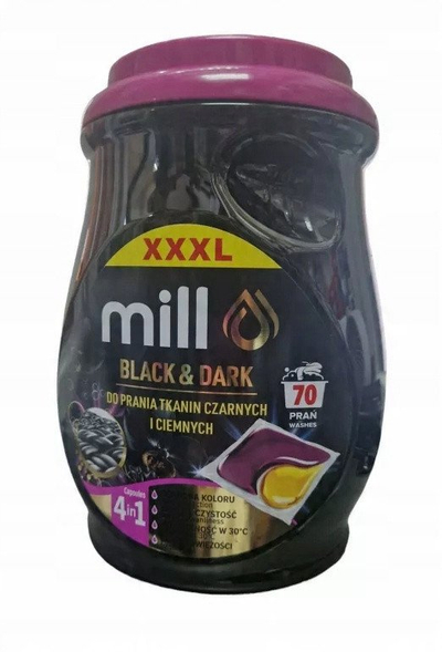 Kapsula larëse Mill Black and Dark, për rroba të zeza dhe të errëta, 70 copë