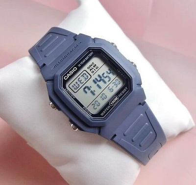Orë digjitale Casio W800H 2A, mban ujë 100m, bateri 10 vjet, blu