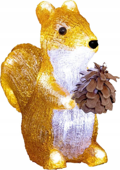 Dекоративна фигура Luminous Outdoor Christmas Squirrel, со LED светла, за внатрешен и надворешен простор, бела