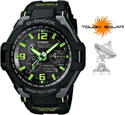 Orë dore për meshkuj Casio G-Shock GW-4000, e zezë/gjelbër