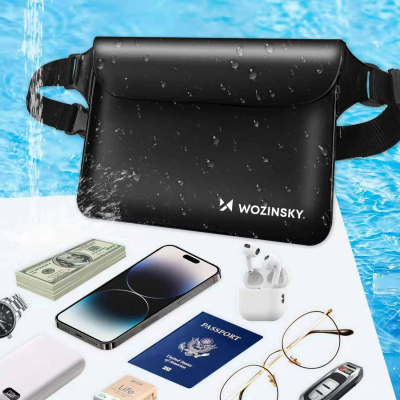 Çantë beli Wozinsky WWS-01, që s’e hyn uji, PVC, e zezë
