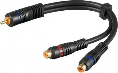Kabllo audio ndarëse Wentronic Goobay 50930, RCA M në 2x RCA F, 20 cm, e zezë