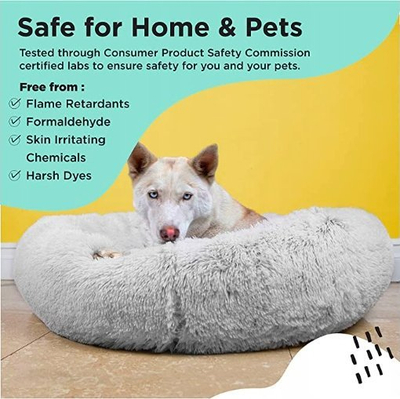 Shtrat për qen Best Friends by Sheri Original Calming Donut, medium, lahet në makinë, gri frost