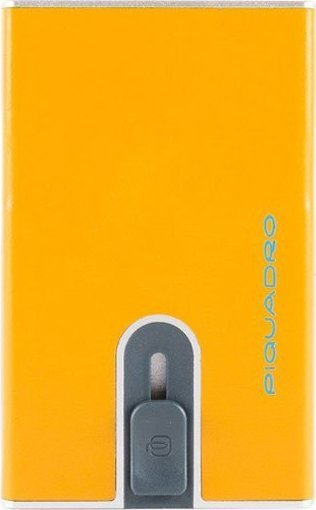 Mbajtëse kartelash Piquadro Blue Square, RFID, lëkurë, e verdhë