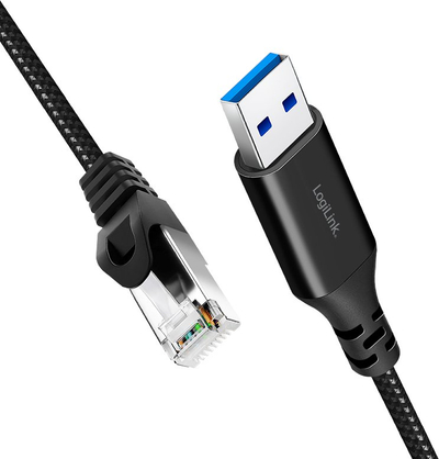 Мрежен кабел LogiLink CU0400, USB 3.0 во Ethernet, 1 m, црн