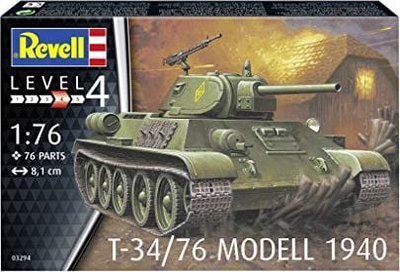 Model tanku Revell T 34 76 Model 1940, shkalla 1:76, set montimi, shumëngjyrësh
