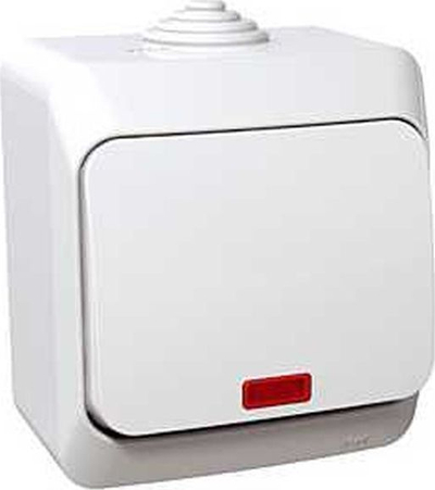 Çelës ndriçimi Schneider Electric Cedar Plus WDE000514, 1-polësh, me llambë neoni treguese, i bardhë