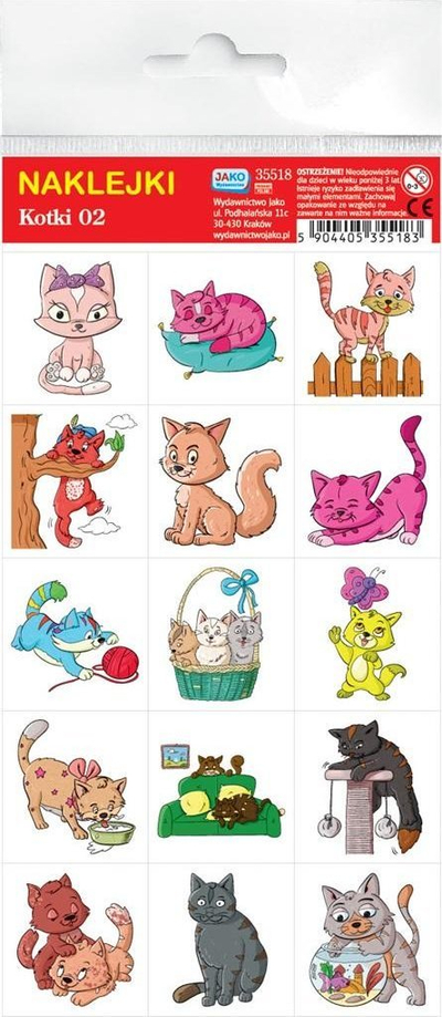 Налепници Jako Publishing Kittens, сет 15 парчиња, слатки мачки, многу обоени