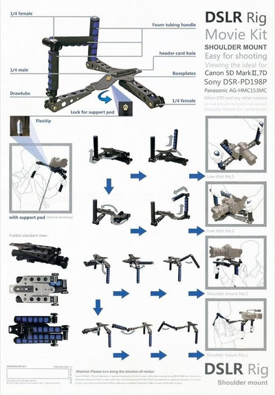 Рачен стабилизатор Micnova Tripod Steadycam, за DSLR и видео камери, легура од челик и алуминиум, црн