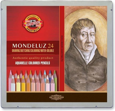 Set lapsash me akuarel KOH-I-NOOR Mondeluz 3724/24, 24 copë, në kuti metalike