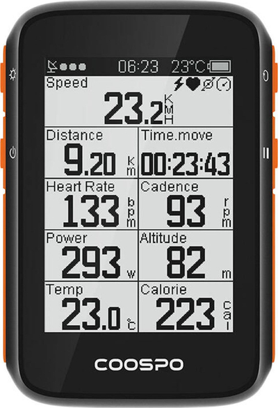 Kompjuter biçiklete Coospo BC200 me GPS, ekran 2.6", ngjyrë e zezë