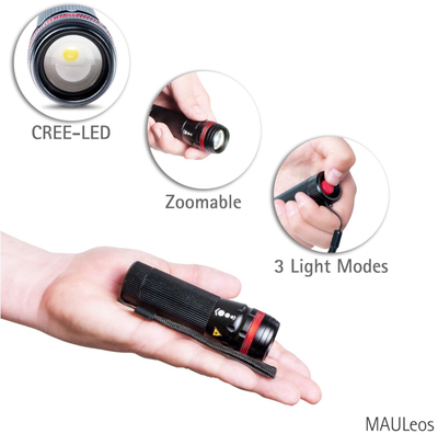 Elektrik dore MAUL LED Flashlight, 3W, rreze gjer në 150 m, i zi