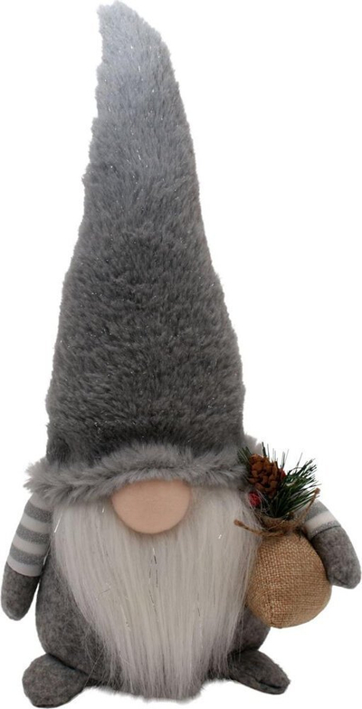 Figurë dekorative Krishtlindjesh Koopman Gnome, LED, 38cm, gri