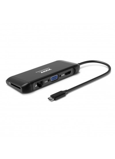 USB Hub USB-C Portdesign, 4K, 100W, 7 pajisje, e zezë