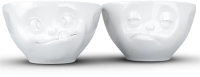 Set tasa porcelani FIFTYEIGHT PRODUCTS TASSEN Medium No. 3, 6.5 oz, me dizajn Tasty dhe Snoozy, të bardhë