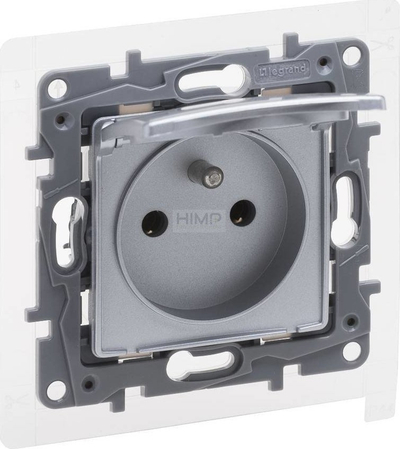 Prizë Legrand Niloe Selection 2P+E, IP44, 16A 250V, ngjyrë alumini