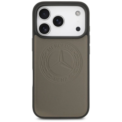 Mbrojtëse telefoni Mercedes Vintage Logo MagSafe për iPhone 17 Pro, lëkurë natyrale, bezhë