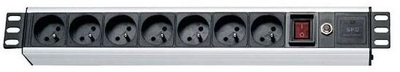 Panel shpërndarës XtendLan SOCKET7F-19, 7x 230V, 1.5U, i zi
